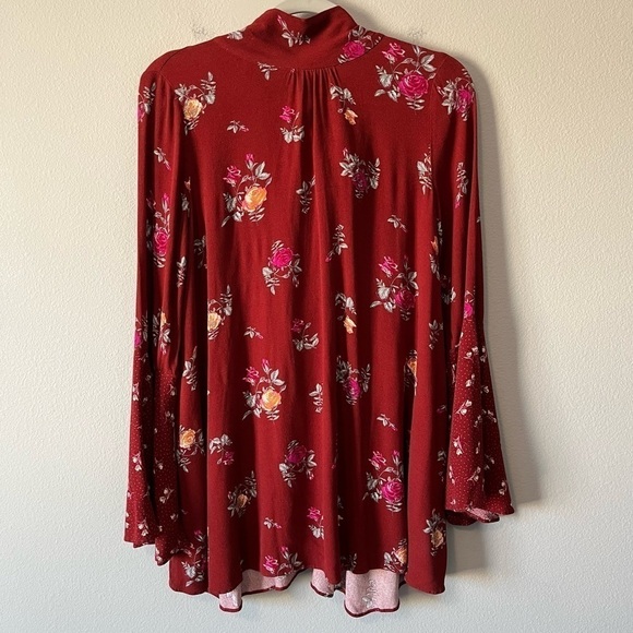 Free People Tate Tunic / Mini Dress Burgundy Vintage Combo Floral Print Size XS - Picture 4 of 14